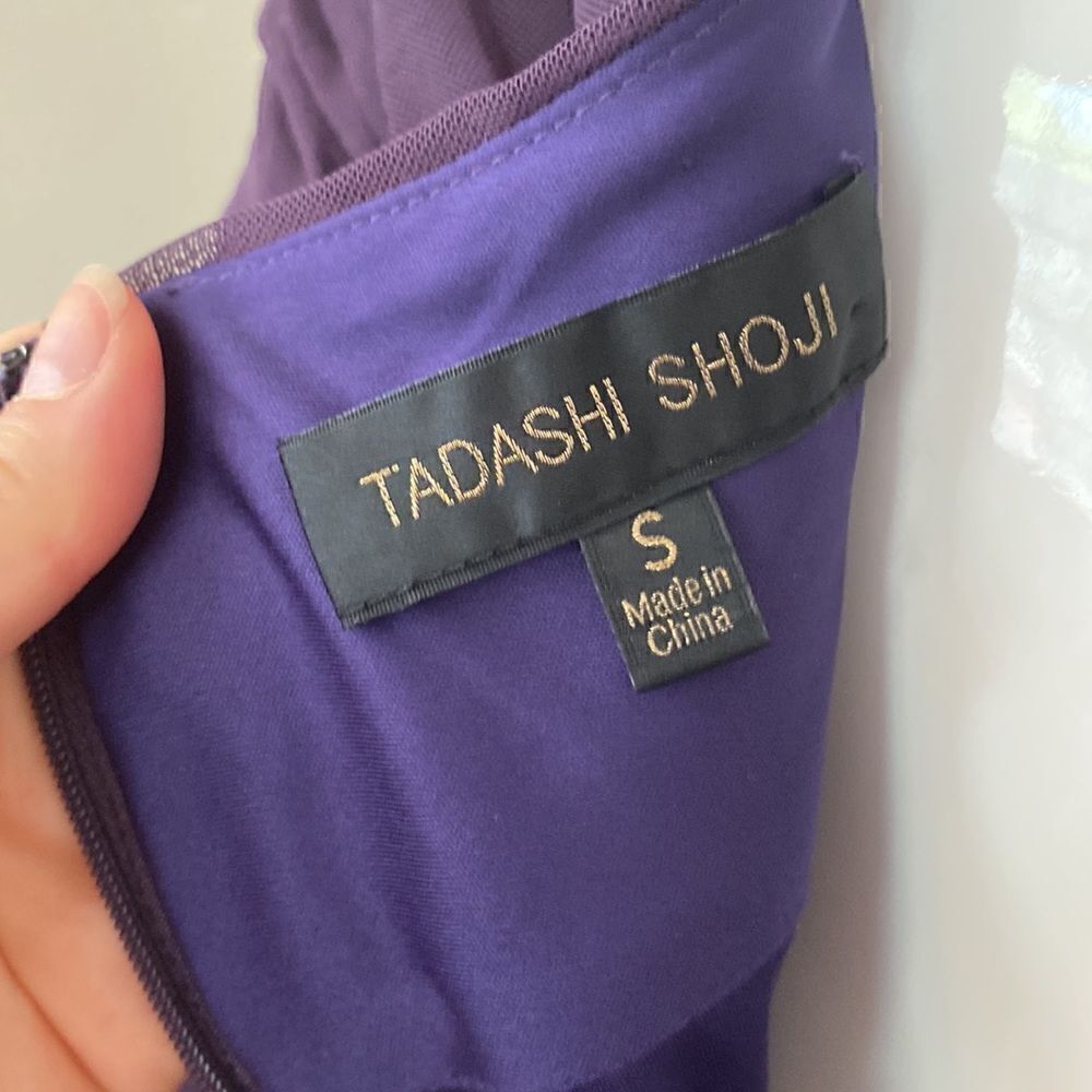 Tadashi Shoji Eggplant Purple Ruched Evening Dress Size Small - Picture 7 of 11